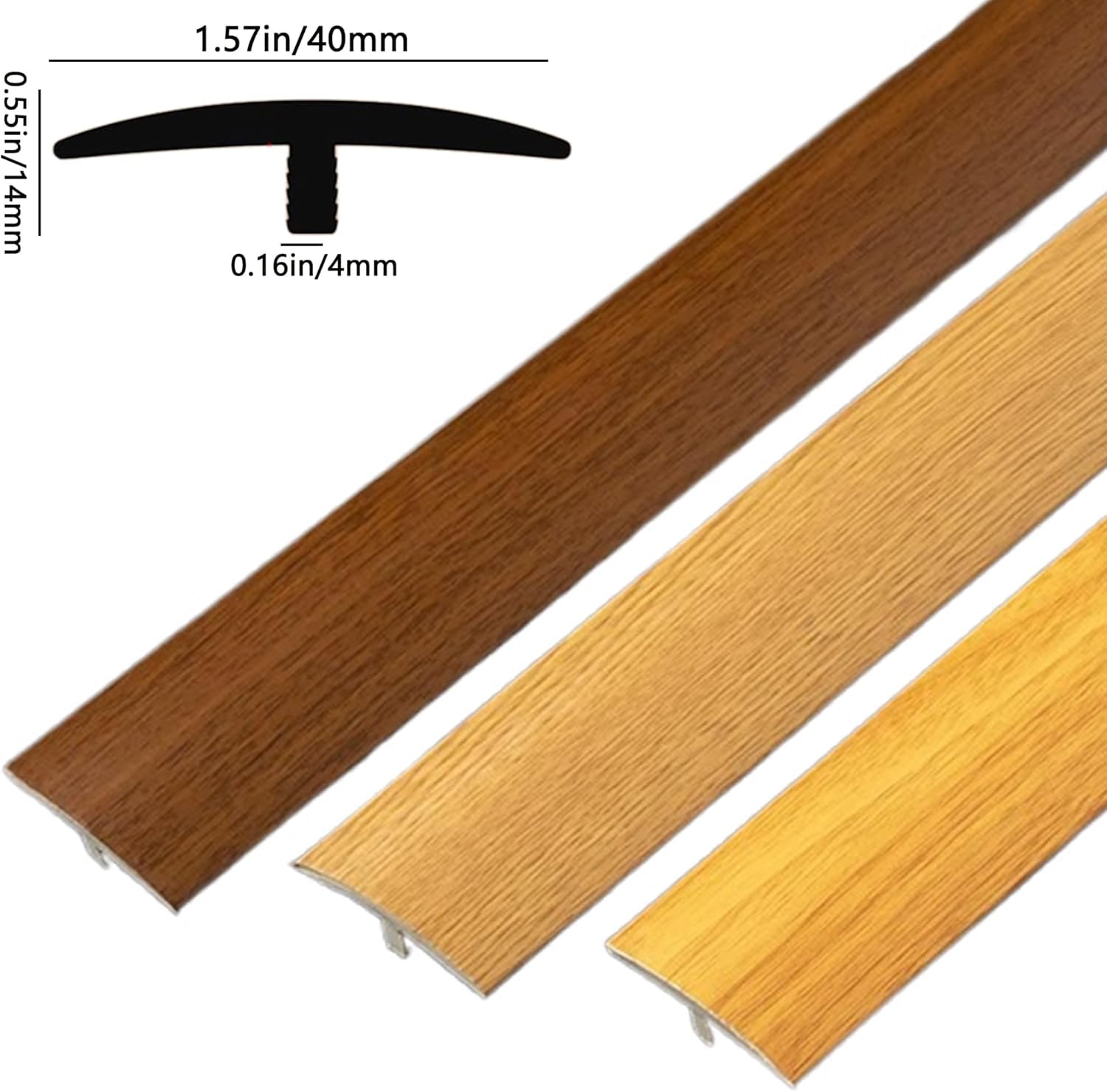 Perfil de transición PVC en Forma T, 90 cm, Autoadhesivo, para Cubrir Huecos Planos Entre Paneles Madera y baldosas.,Black Walnut,3 Sticks