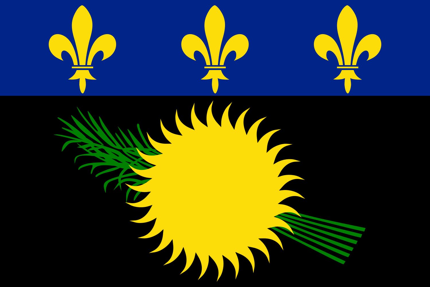 Drapeau Guadeloupe paysage grand format pavillon extérieur 1.5m²