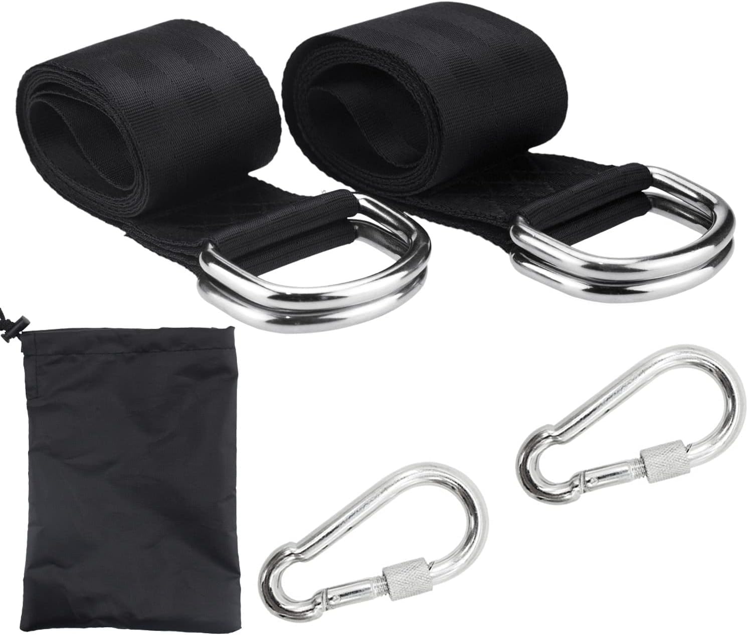 Swing Straps Hanging Kit, Hammock Tree Straps, Sling Suspension Kit, Portable Hammock Sheet or Double Hammock Camping Accessories, for Hammock Suspension System Kit, Adjustable With Carabiner