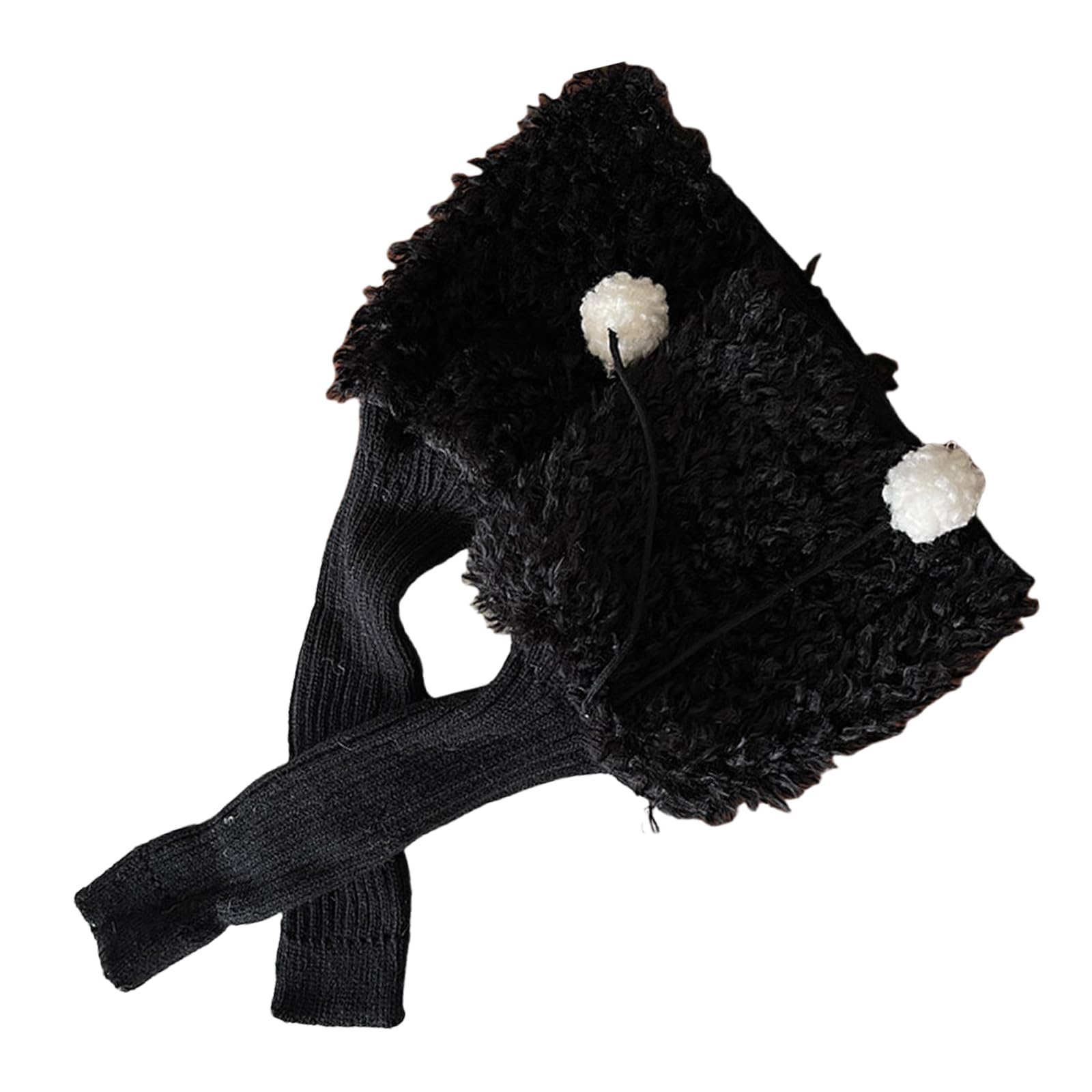 Zuoeay Unisex Black Sweet Bowknot Plush Furry Knitted Leg Warmers For Women Winter Boot Toppers Fuzzy Covers Footless Socks Streetwear Cute Bows Sleeves