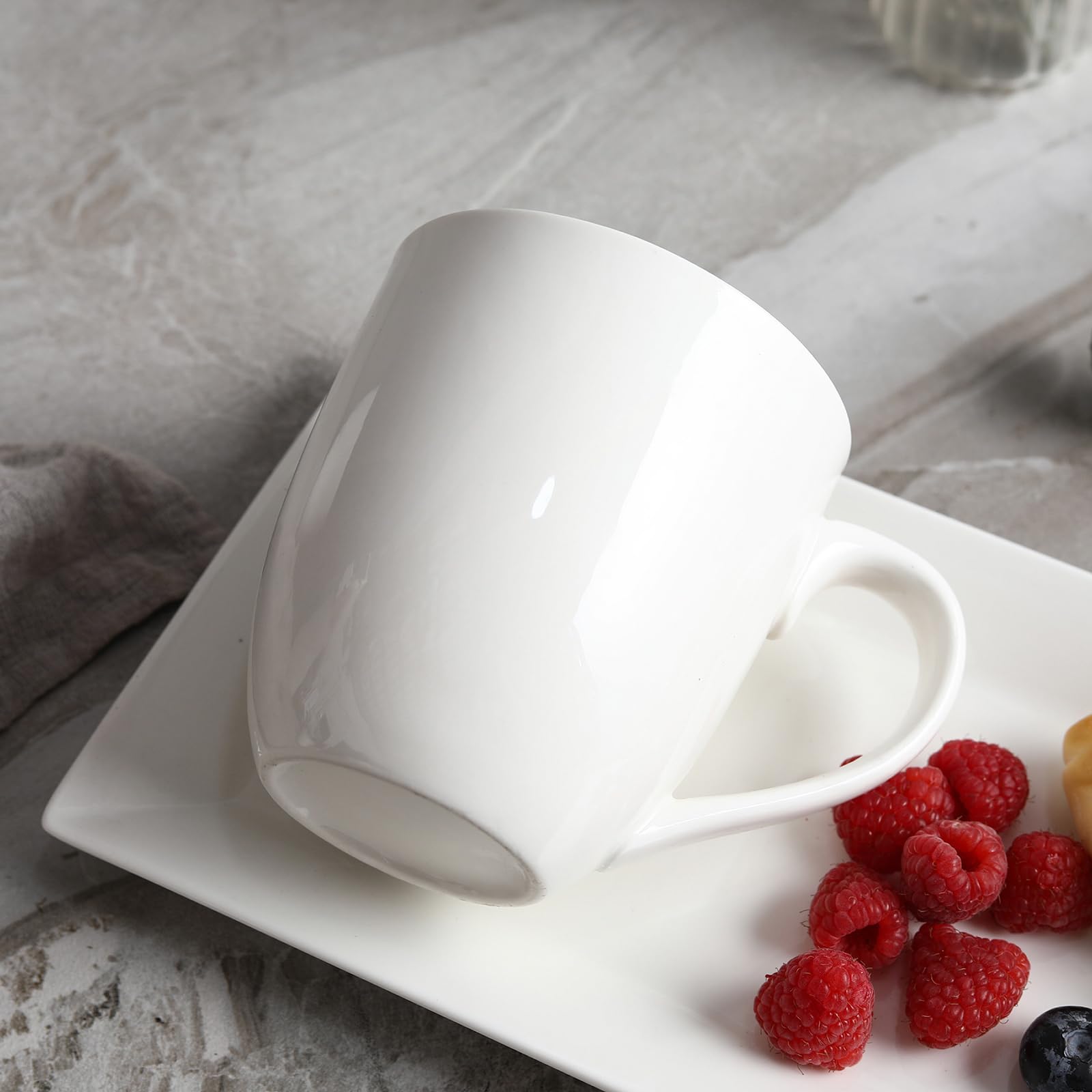 Taza de café blanca de 16 onzas, taza de leche de gran capacidad, taza de cerámica para café, té caliente, taza de capuchino de cacao caliente, apta para microondas y lavavajillas (6 piezas)