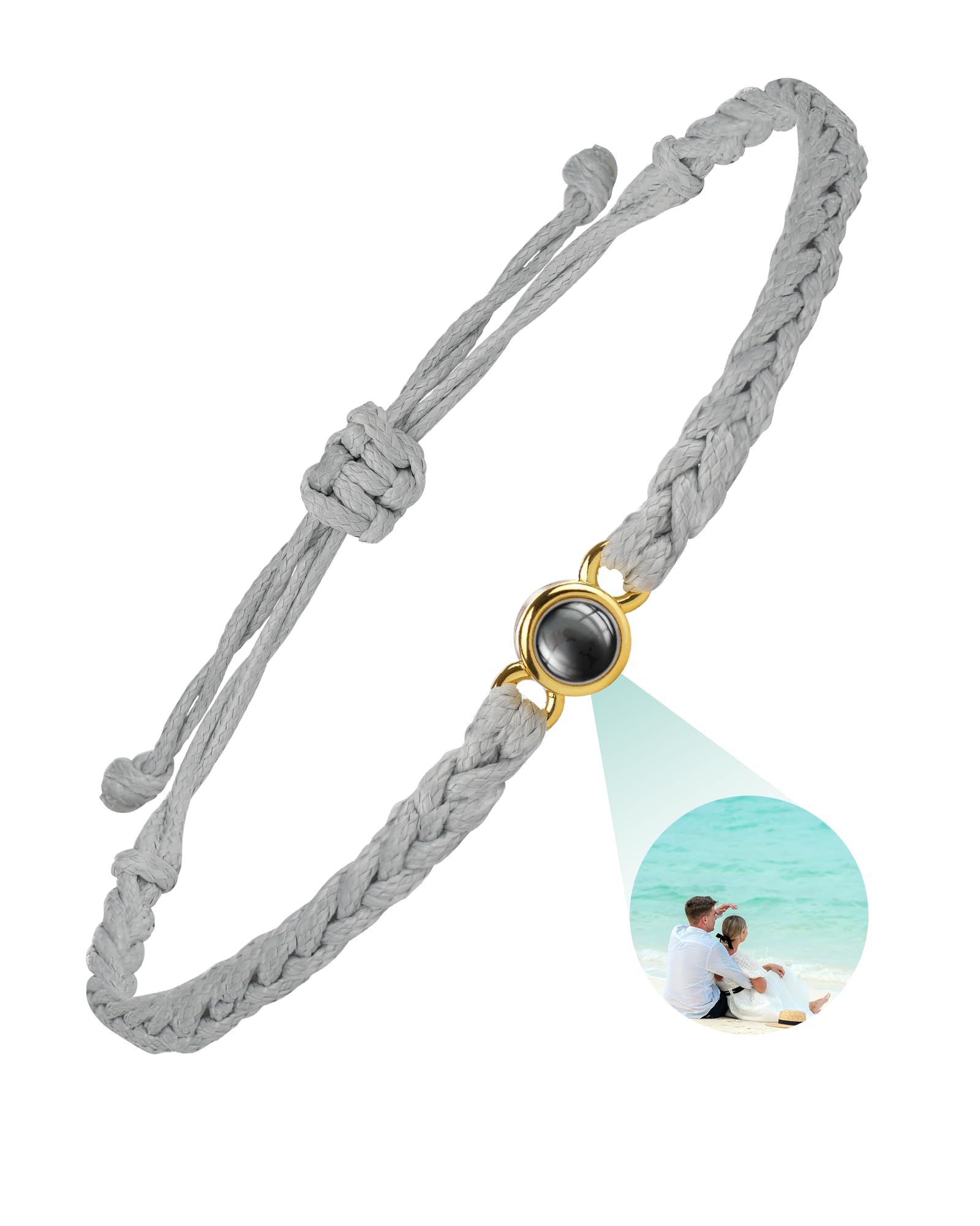SUPHELPU Custom Bracelets with Picture Inside, Personalized Photo Bracelet Projection, Personalized Gifts for Men Boyfriend Memorial Mom Mothers Day,