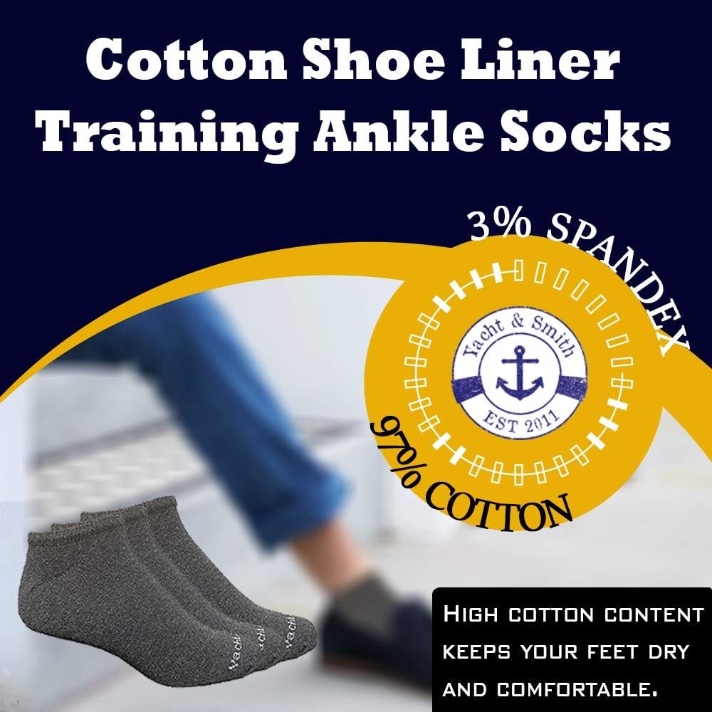 Yacht & Smith Wholesale Boys and Girls 97% Cotton Shoe Liner Training Socks Size 6-8, No Show Thin Low Cut Sport Ankle Socks