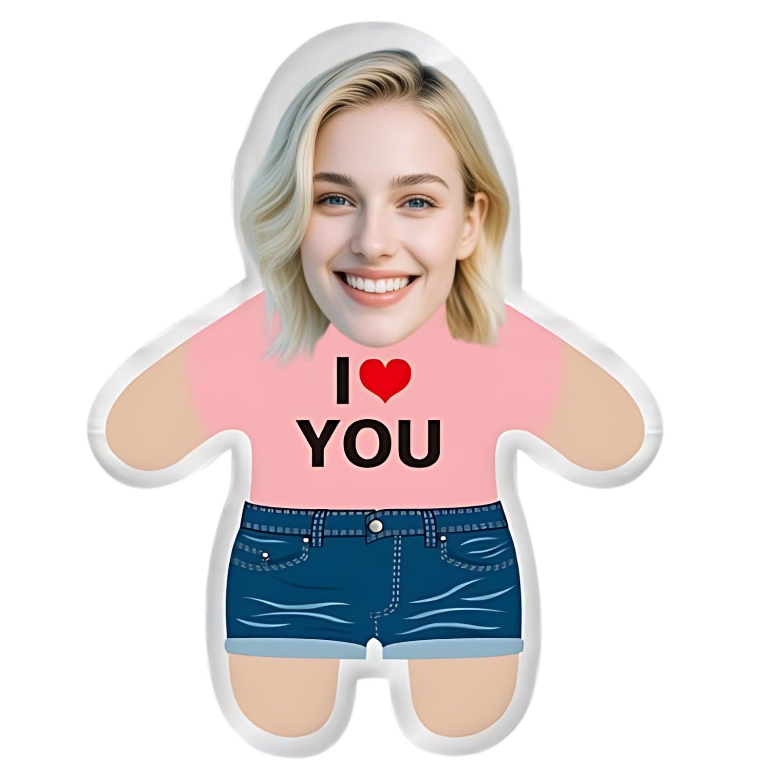 tsaChick Custom Face Pillow 3D Double-Sided Head Body Shaped Cushion with Your Own Face Picture Cute Personalised Photo Filling Funny Doll for Home Sofa Decor Funny Pillow Gift（20Cm/30Cm High）