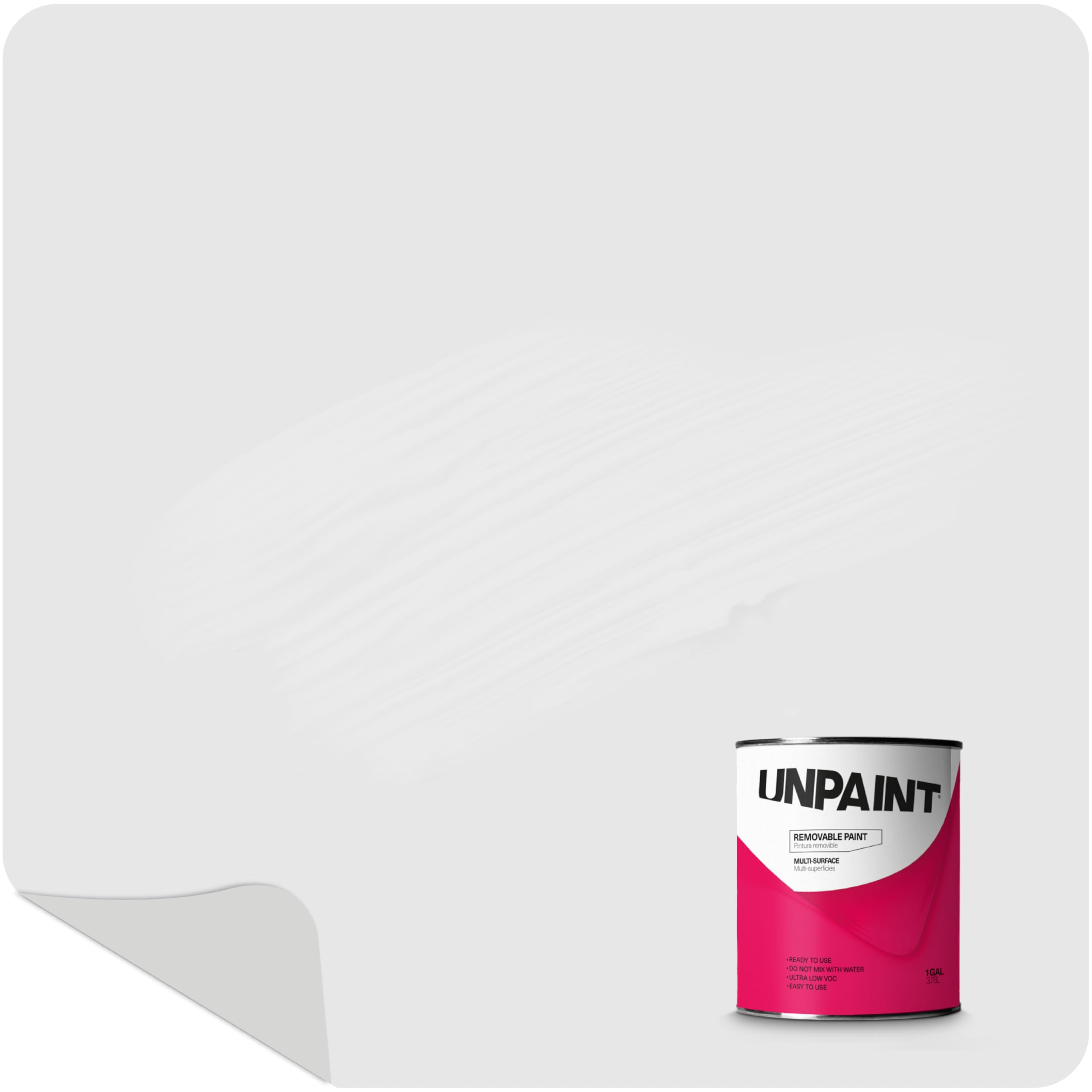 UNPAINT, Removable paint, Peelable, Biodegradable, Gray, Matte, Ultra Low VOC, Interior Paint, Gallon, Quart, Gray Night Rock