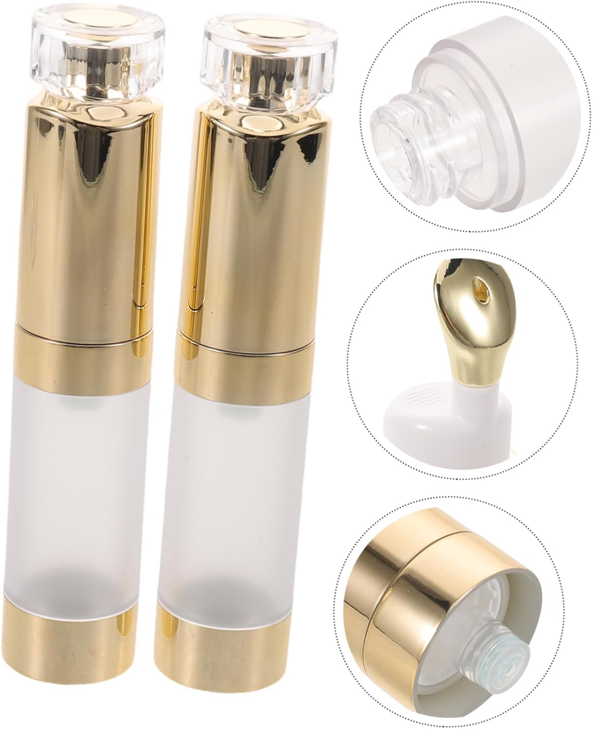 2pcs Refillable Eye Cream Dispenser Bottles 15ml Plastic Airless Pump with Massage Applicator for Gentle and Even Distribution, for Daily Use and Travel Skincare