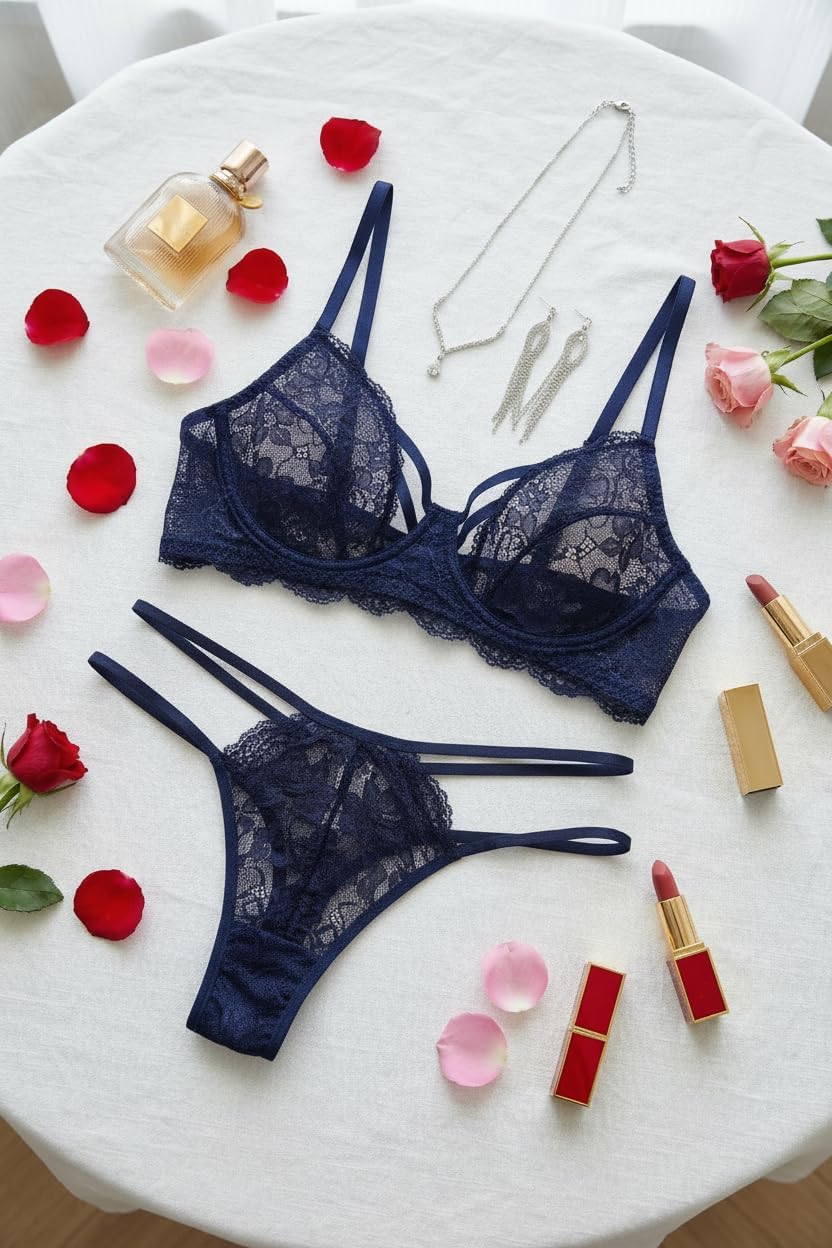 Avidlove Lingerie Sets for Women Sexy Lace Bra and Panty Set Wireless 2 Piece Lingerie Outfit - Image 6