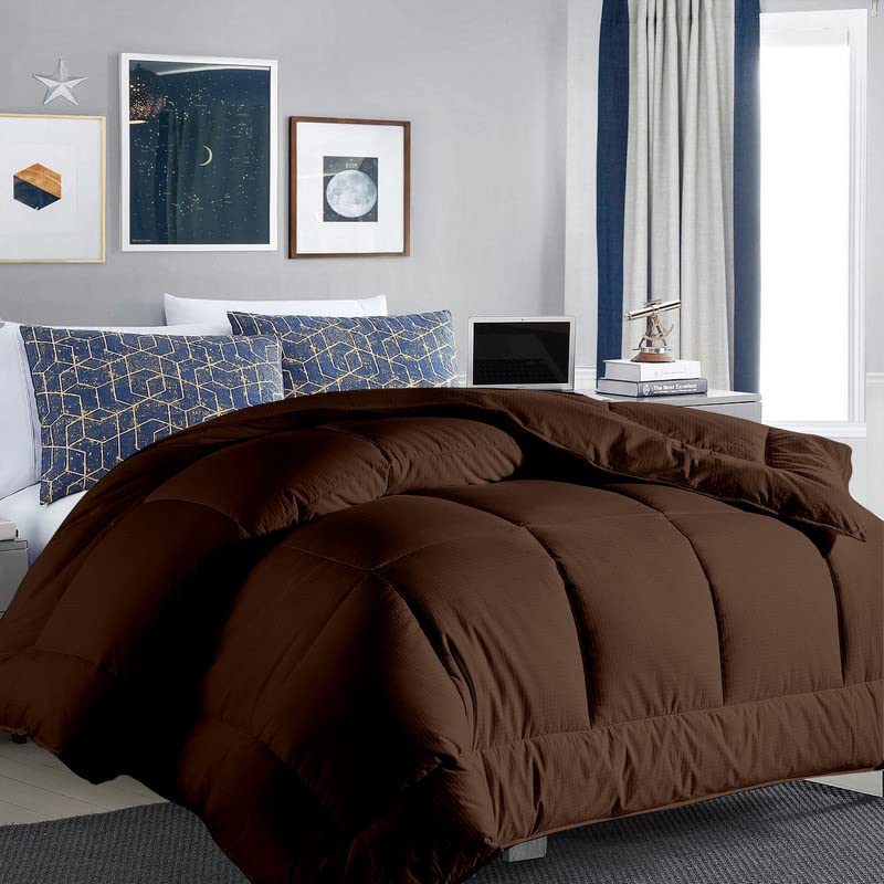 Razzai microfiber MammaYo Down Alternative Soft Quilted 300 GSM All Weather Comforter (92" x 106" Inches/233cm x 269cm) - King Size Comforters|Chocolate Brown| TC - 400