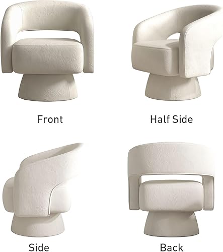 Miniatura 7 de Bonzy Home Silla giratoria de barril de terciopelo, sillón giratorio de 360 grados para sala de estar, dormitorio, sala de recepción, 1 paquete,