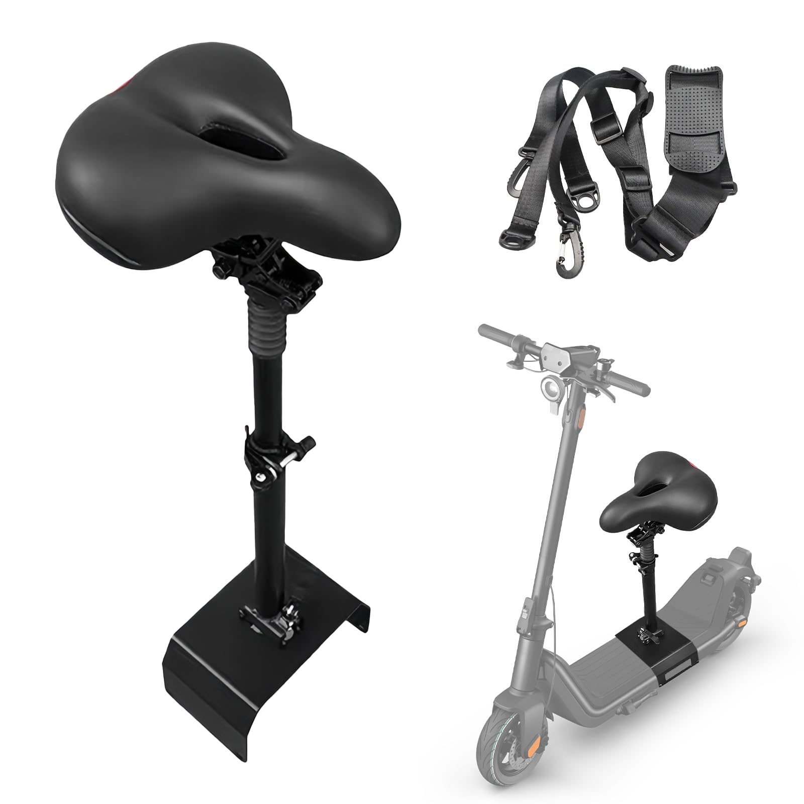 Siodełko do skutera elektrycznego do Niu KQi3, KQi3 PRO, KQi3 MAX 2019-2024, z przenośnym bagażnikiem, regulowane siodełko do Segway, regulowane, wygodne i amortyzujące wstrząsy siodełko
