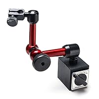 Vista 6 de AGPtek® Soporte de base magnética ajustable rojo de 3 articulaciones para indicador de esfera digital