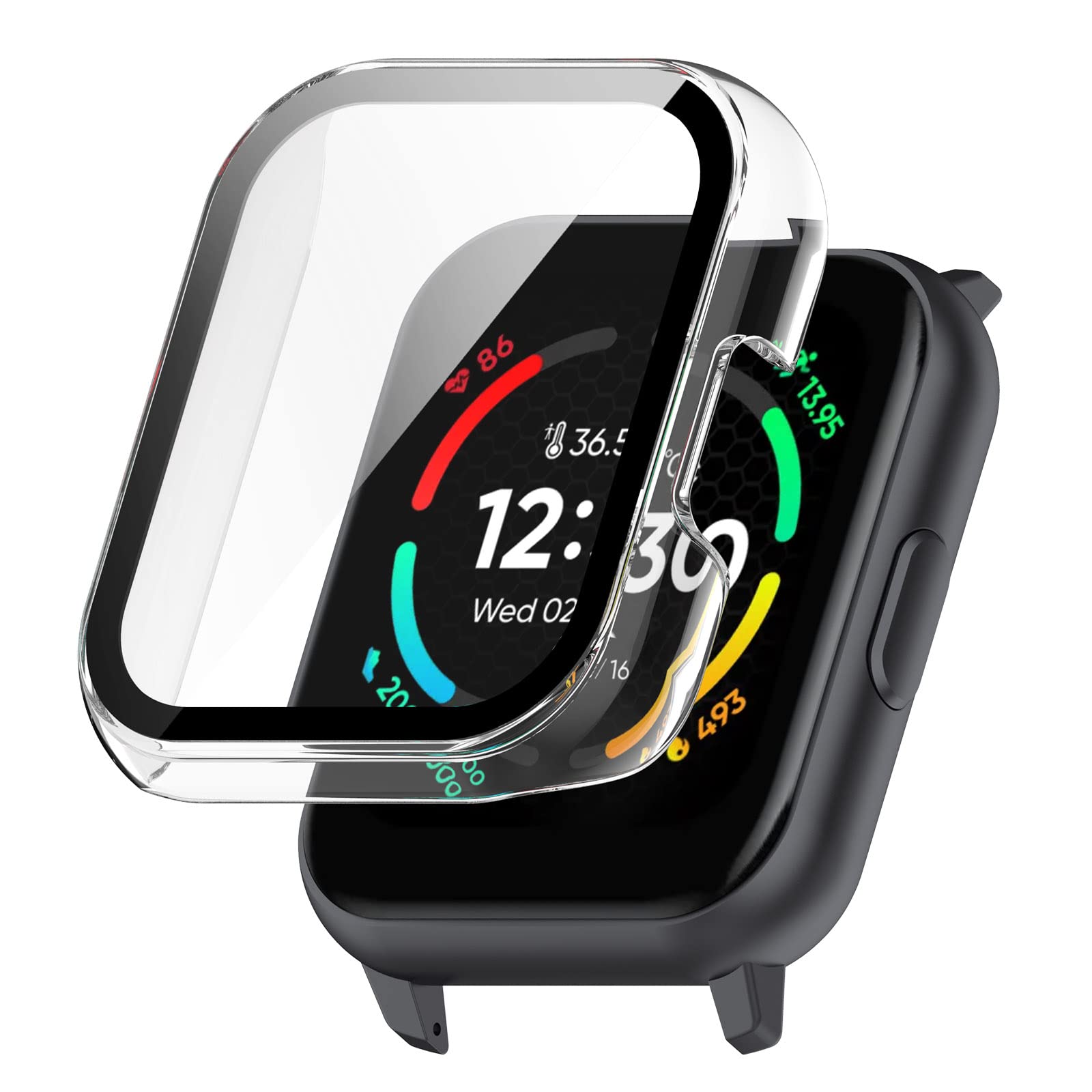 [2-Pack] Senter Case Built in Tempered Glass Screentector for Realme Smartwatch,Hard PC Case Ultra-Thin Bumper Overalltective Cover for Realme TechLife Watch S100, SZ100