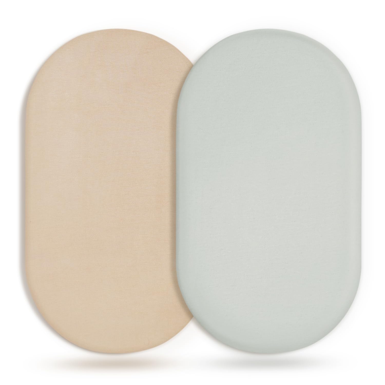 GRSSDER Stretchy Ultra Soft Fitted Bassinet Sheet 2 Pack, Universal Fit for Bassinets Baby Cradle Moses Basket Oval Rectangle Mattress Safe and Snug