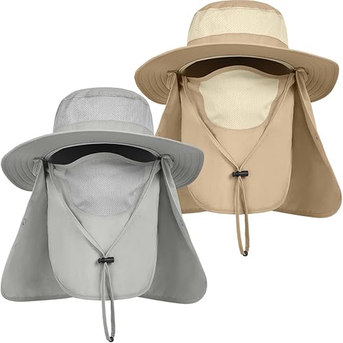 Miniatura 2 de IYEBRAO - Sombrero de sol para hombre al aire libre con solapa para el cuello, protección UV, ala ancha, sombrero de pesca para senderismo, safari,