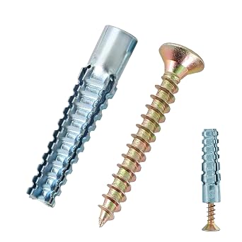 M8 Tree Shaped Steel Hollow Wall Anchor with Screws, Heavy Duty Steel Wall Anchor Kit,Loose Hinge Hole Repair Kit for Concrete Wall, Plaster Wall and Wooden Wall 120 pcs
