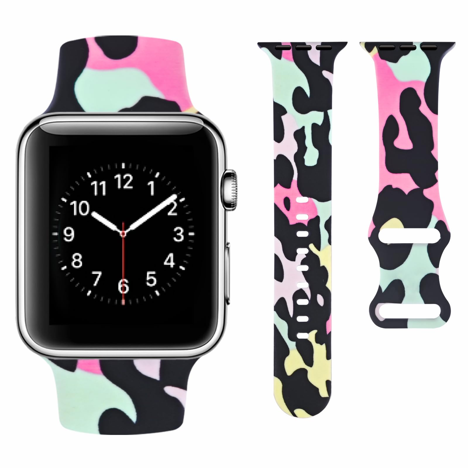 Vozehui Compatible for Apple Watch Silicone Strap 41mm 40mm 38mm, Cow Leopard Zebra Animal Print Soft Sport Band Compatible with iwatch Apple Watch Strap SE Series 9 8 7 6 5 4 3 2 1
