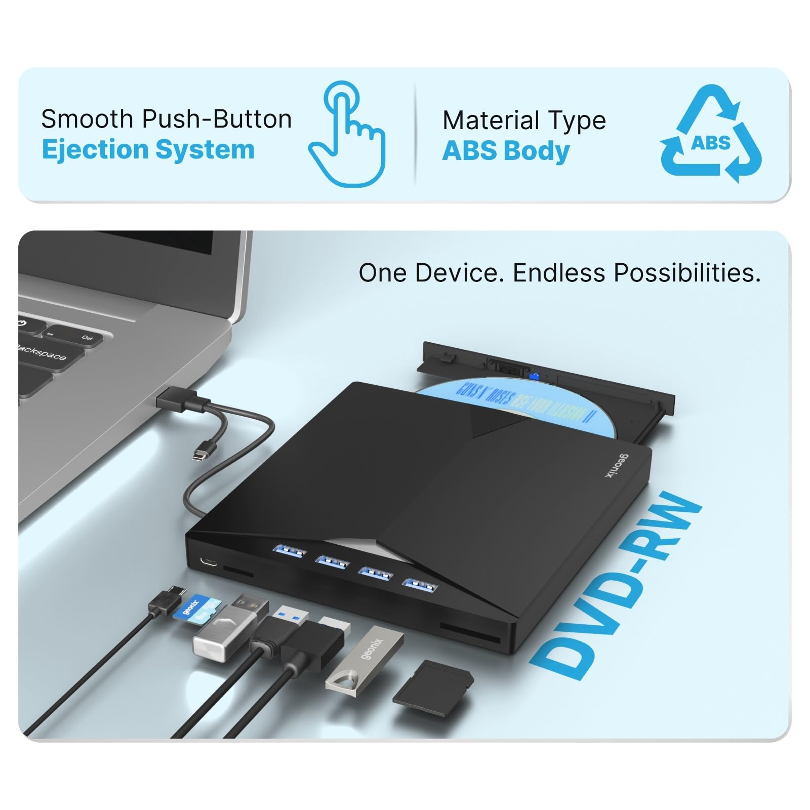 Geonix 7-in-1 USB 3.0 External CD/DVD Drive -4 Geonix 7-in-1 USB 3.0 External CD/DVD Drive -4