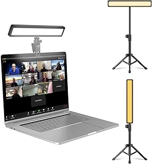 Video Conference Lighting with Tripod for Laptop&Computer -Webcam Light for Streaming-Zoom Lighting with 3 Dimmable Color & 10 Brightness Level for Self Broadcasting and Live Streaming