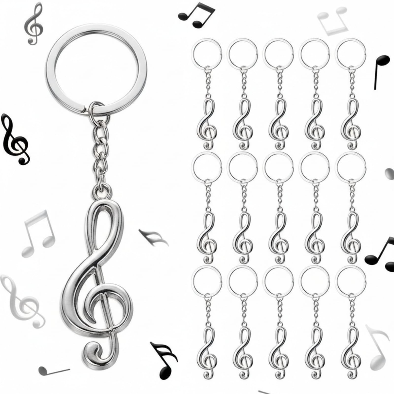 24 Pcs Musical Note Key Chain Metal Keychain Music Teacher Pendant Sign Small Music Charm for Back to School First Day of School Christmas Gift Wedding Party Favors Decorations
