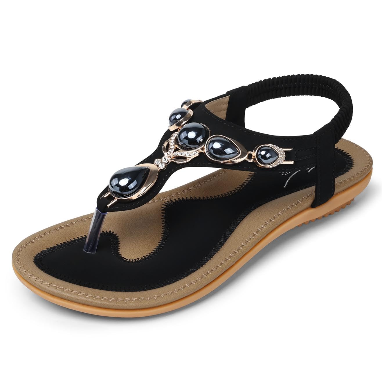 SHIBEVER Flat Sandals for Women Dressy: Summer Comfortable Dress Thong Flats Sandal