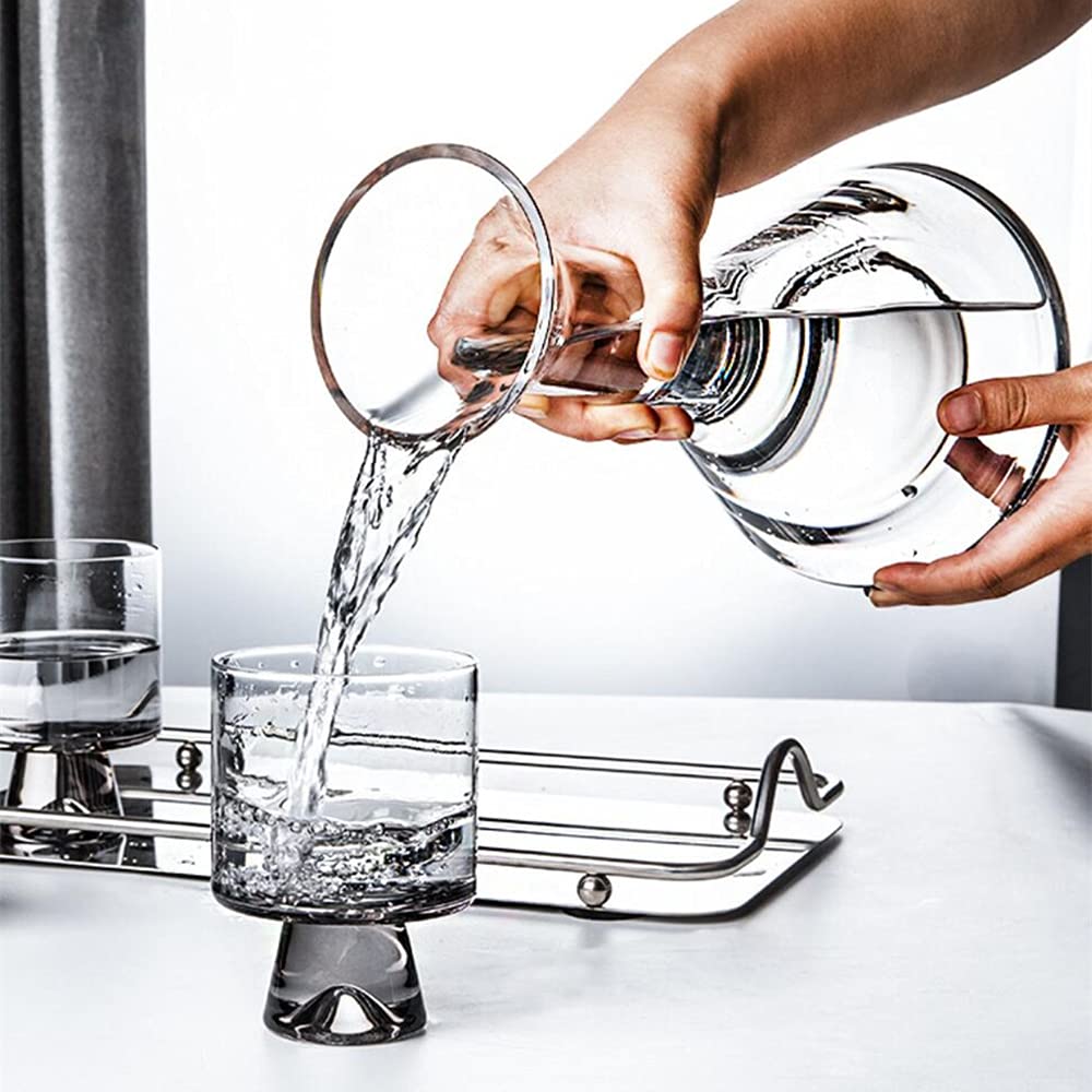 caraffa per acqua e bollitore, in cristallo senza piombo, con sfera in legno, per vino rosso, acqua calda, succo di frutta, tè e bevande