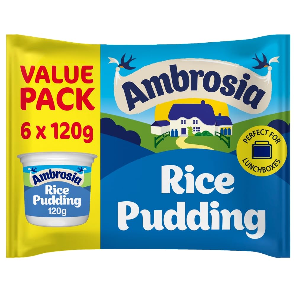 Ambrosia Rice Pudding, Original Recipe, Creamy Ready-to-Eat Dessert, 6 x 120 g Pot (Pack of 1)