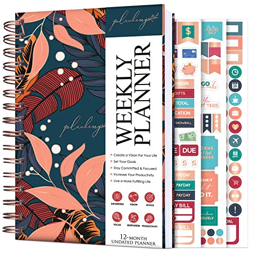 Planberry Weekly Planner – Undated Life Organizer & Budget Planner – Time Management, Goal Setting, To-Do List, Work-Life Balance & Habit Tracker – 6.1″ X 8.1″ (Tropical Night) #TOP8