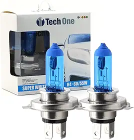 PAR LAMPADAS SUPER BRANCAS 12V H4 8500K 60/55W TECH ONE