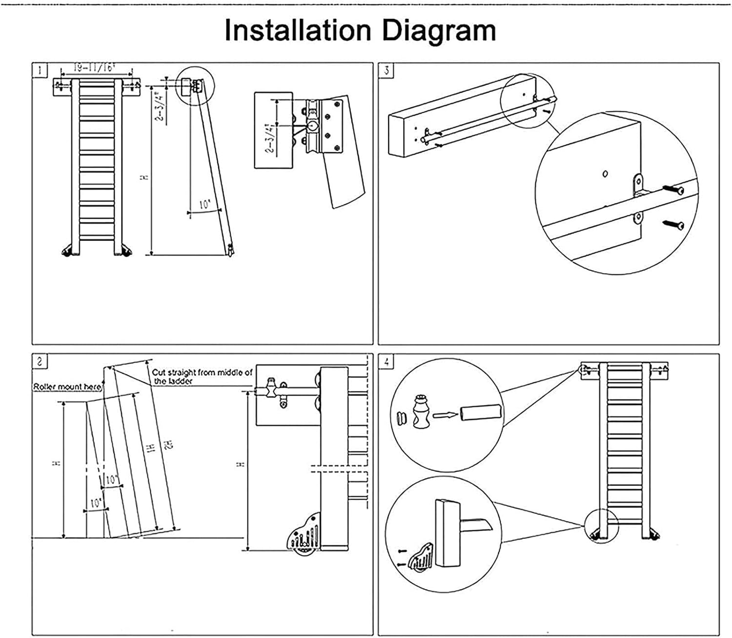 Sliding Library Hardware Rolling Track with Floor Roller - Retractable Rolling Library Ladder Hardware Rail Kit Space-Saving Design(No Ladder)