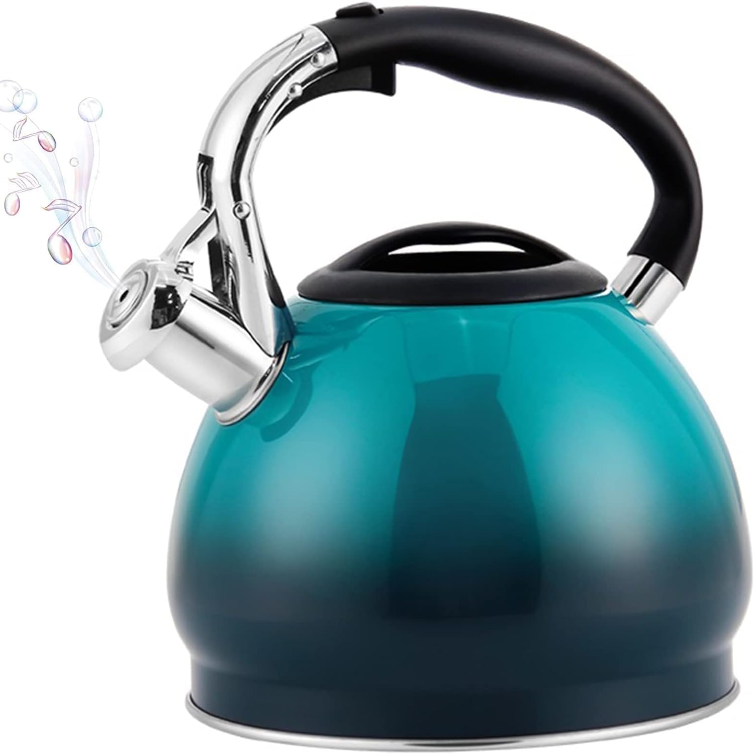 TYUHDUYUR Food Grade Stainless Steel Stovetop Tea Kettle 3L Gradient Teapot Teakettle with Cool Touch Handle for Gas Electric Induction Stove Top red-3L (Blue 3L)