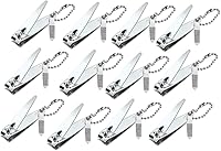 YWQ 12 Pack Sharp Stainless Steel Nail Clippers with Swing-Out File & Cleaner - Easy Press Lever for Men Women