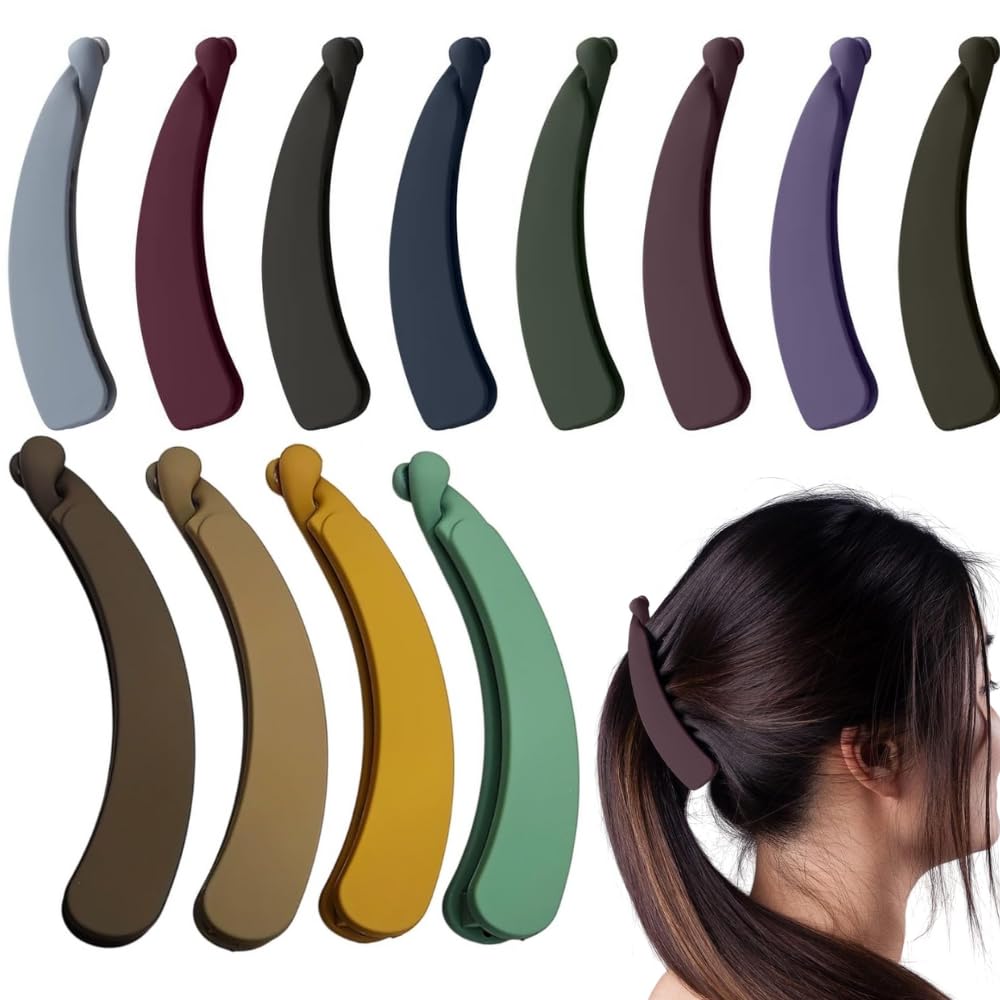HONEY ACCESSORIES -12PC Matte Banana Clip Ponytail Hair Clips Hair Accessories for Girls Large Hair Clips French Banana Clips for Women and Girls, Hair Accessories-image-19