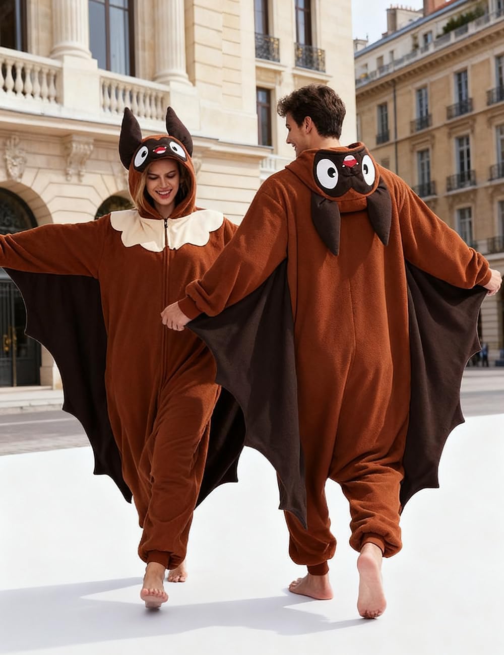 vavalad Adult Bat Onesie Pajamas Bat Halloween Costume Cosplay Onesie Women Men - Image 3