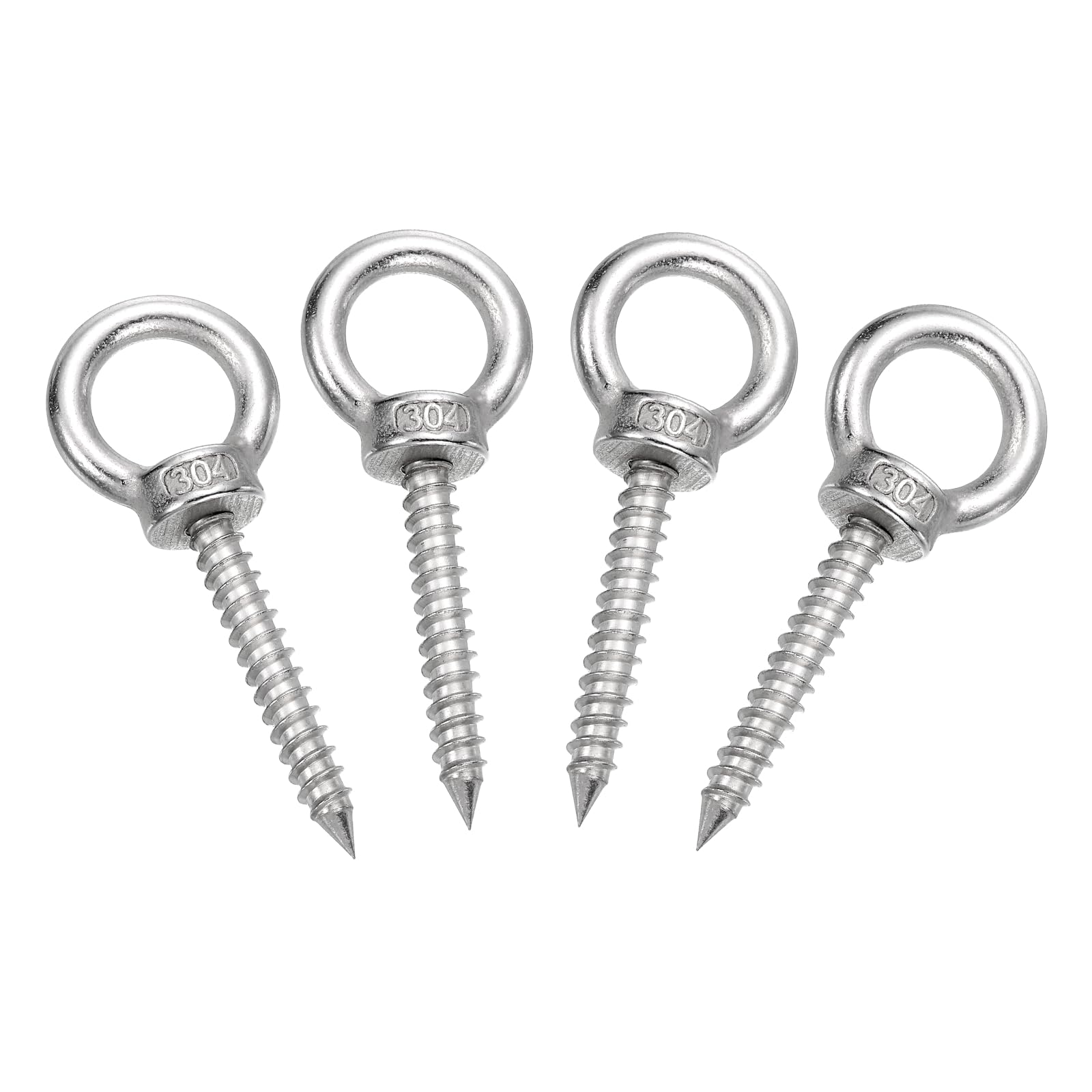 sourcing map M6x40mm Eye Hooks 2.6x1.1x1.1 Inch 304 Stainless Steel Eye Bolts Hammock Hooks for Screw Eyes Hanging Swing, Yoga Hammock Stand, Pack of 4 — image 1