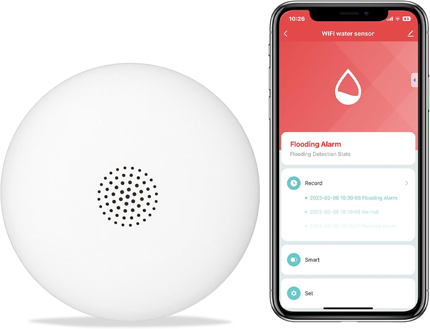 HEIMAN WiFi Water Leak Detector, Smart Water Sensor Alarm, 75 dB Water Flooding Alerts and App Remote Notifications, Leak and Drip Detectors for Home, Basement, Kitchen, Laundry, Bathroom HEIMAN WiFi Water Leak Detector, Smart Water Sensor Alarm, 75 dB Water Flooding Alerts and App Remote Notifications, Leak and Drip Detectors for Home, Basement, Kitchen, Laundry, Bathroom