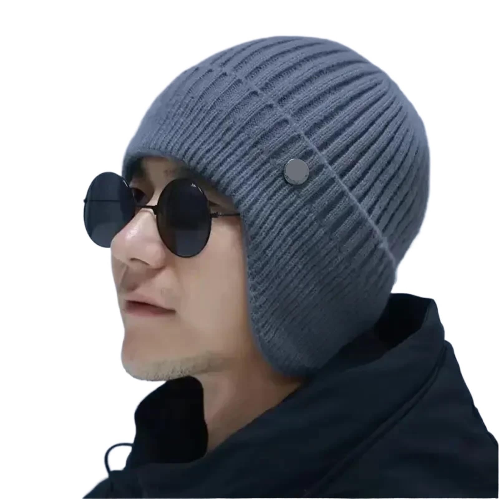 Cappello da uomo in peluche caldo lavorato a maglia con protezione for le orecchie Berretto sci ispessito in velluto a doppio strato for per Gita