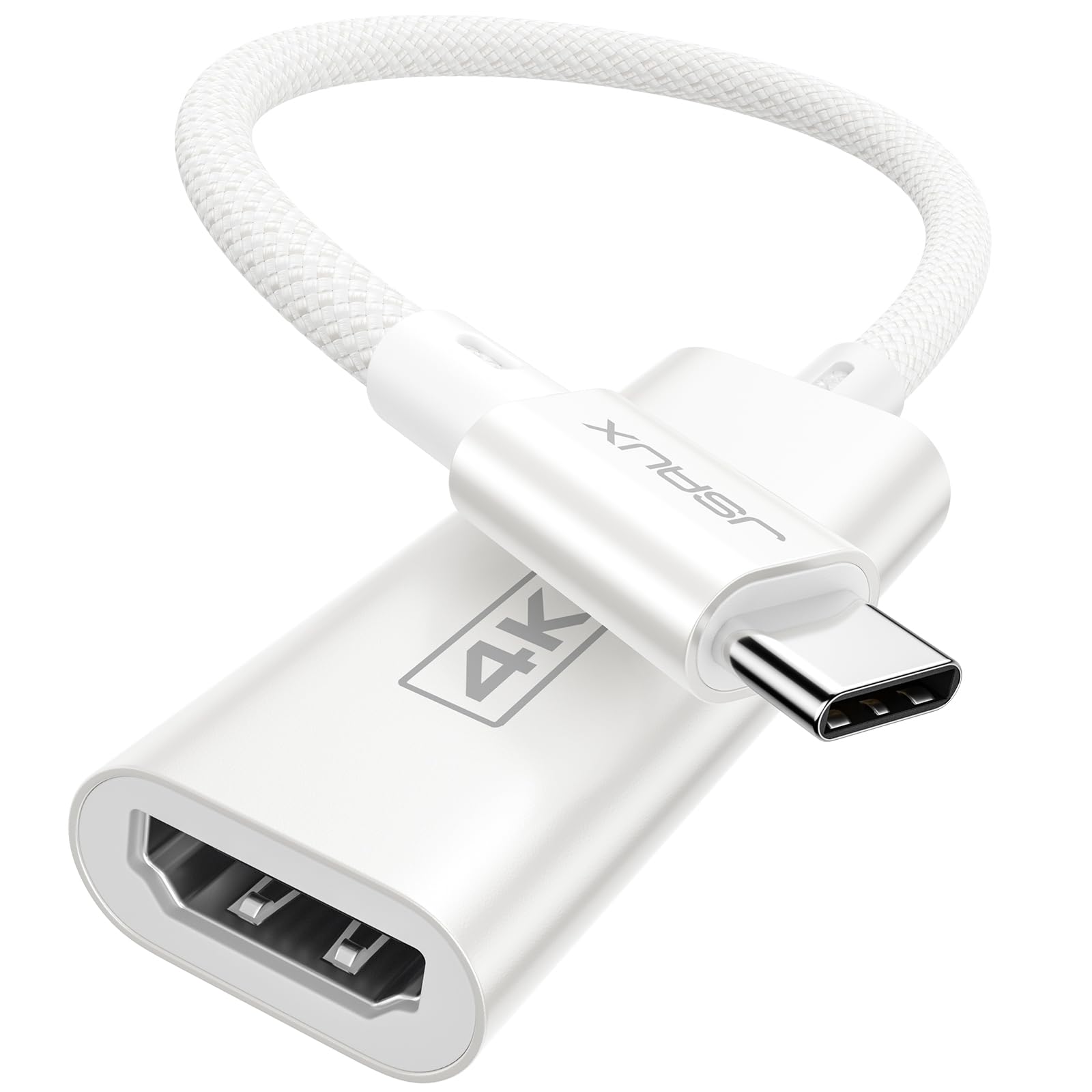 JSAUX USB C HDMI Adapter, 4K USB Type C für Thunderbolt 3 auf HDMI Adapter Kompatibel mit iPhone 17 Pro/16/15, MacBook Pro/Air, Dell XPS 15, Samsung Galaxy S24/S10/S9, Huawei P40, Surface Pro 7-Weiß