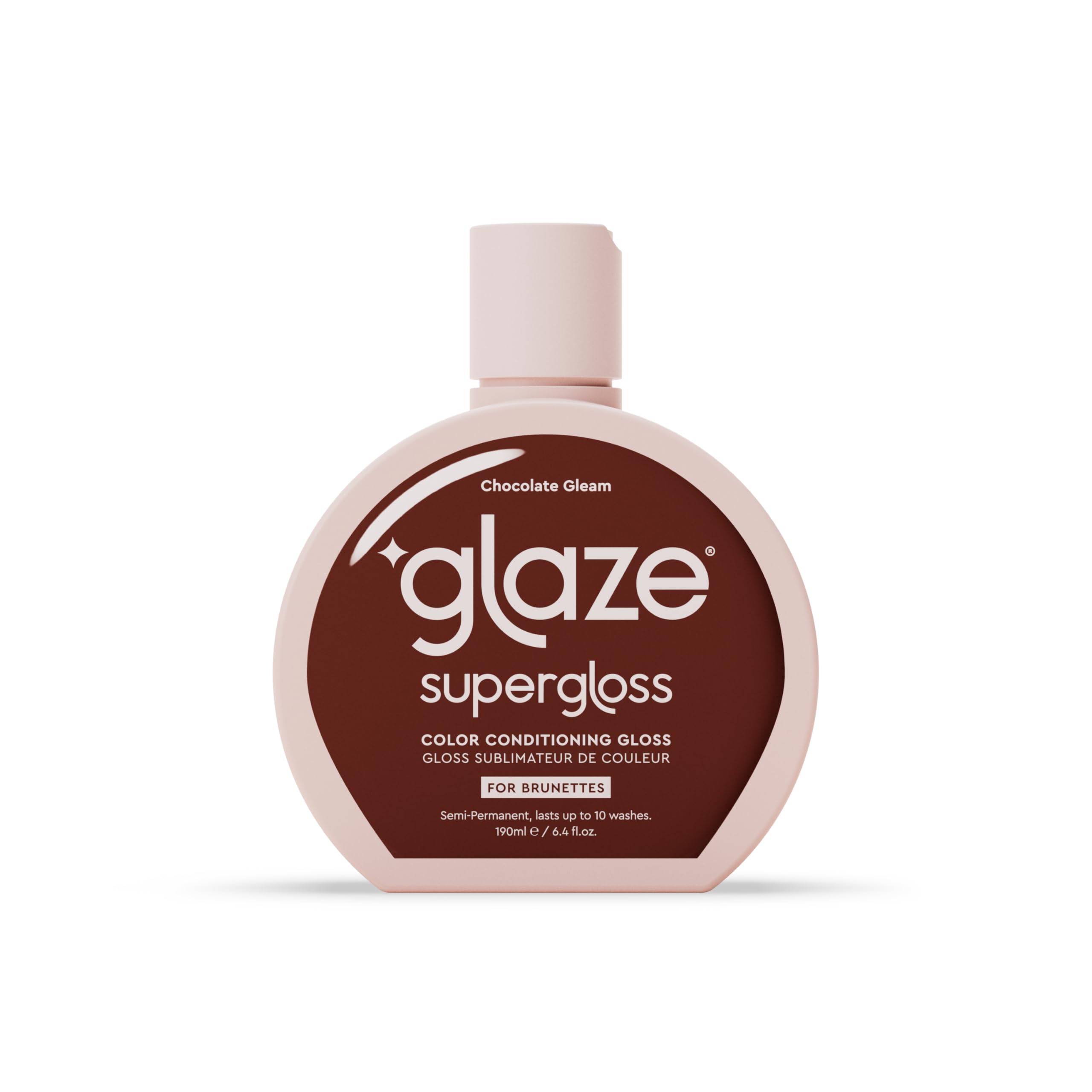 Glaze Supergloss Color Conditioning Gloss With Dispensing Pump – Hydrating Semi-Permanent Color Hair Gloss & Shine Boost – For Dark Brown Hair – 6.4 Fl Oz - Chocolate Gleam