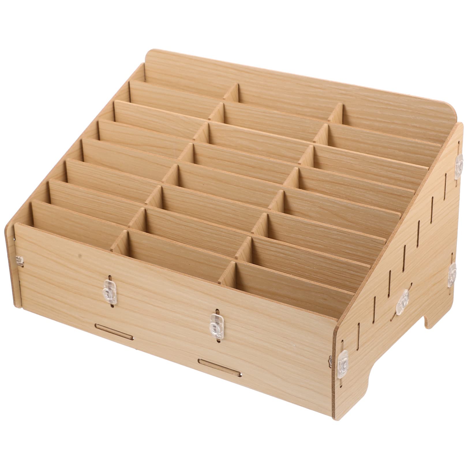 PRETYZOOM Holz Schreibtisch Organizer mit 24 Fächern für Handy und Stifte