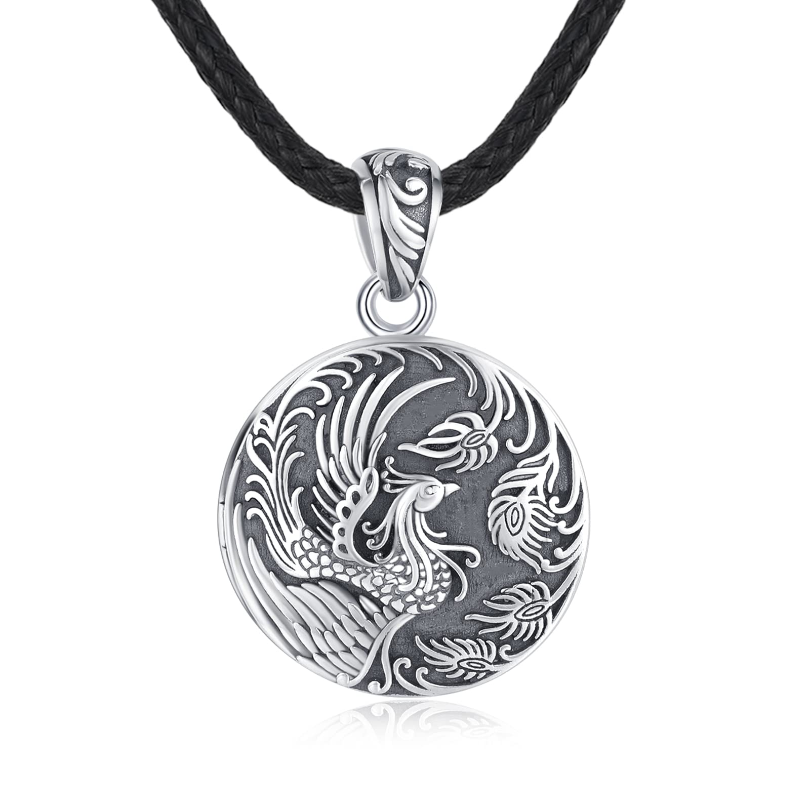 REDSUN Fenice collana medaglione amuleto con foto in argento Sterling 925 gioielli per uomo, donna e regali