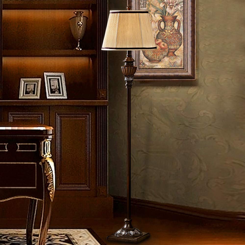 Amazon.co.jp : ヴィンテージLEDフロアランプ、ファブリックシェード