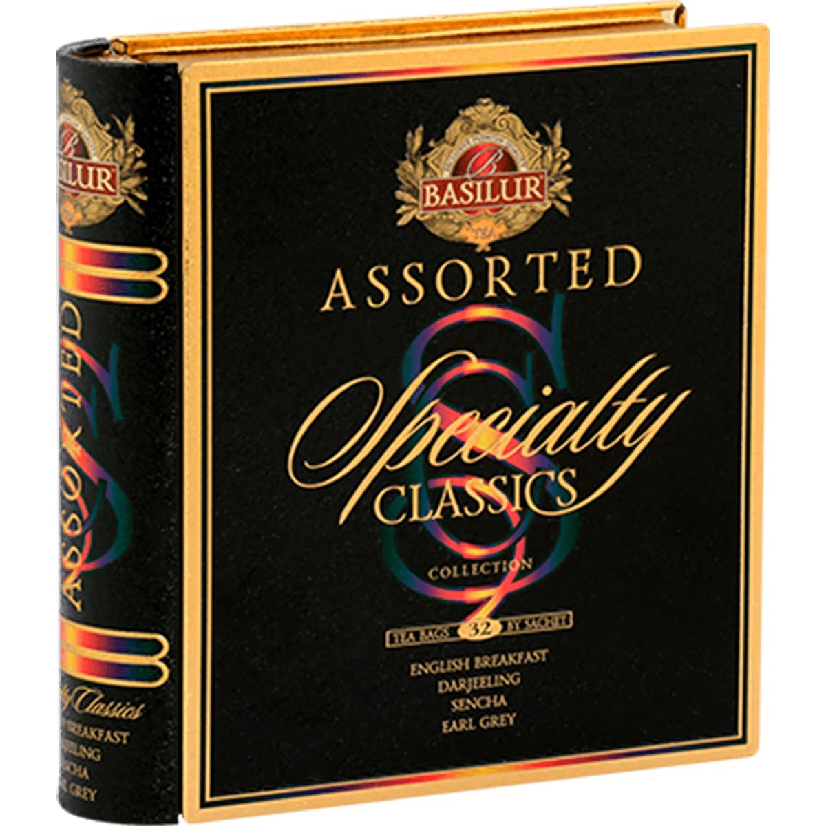 BASILUR (Gift) Tea Bashilla Tea Specialty Classic Assorted Book, 4 Types (English Breakfast, Darjeeling, Sencha, Earl Gray), 32 Bags, Mother's Day Gift