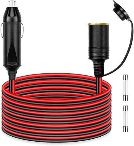 ALITOVE Cable de extensión para encendedor de cigarrillos de 12 AWG, 12 pies, 30 A, 360 W máx. Cable de alimentación resistente macho a enchufe