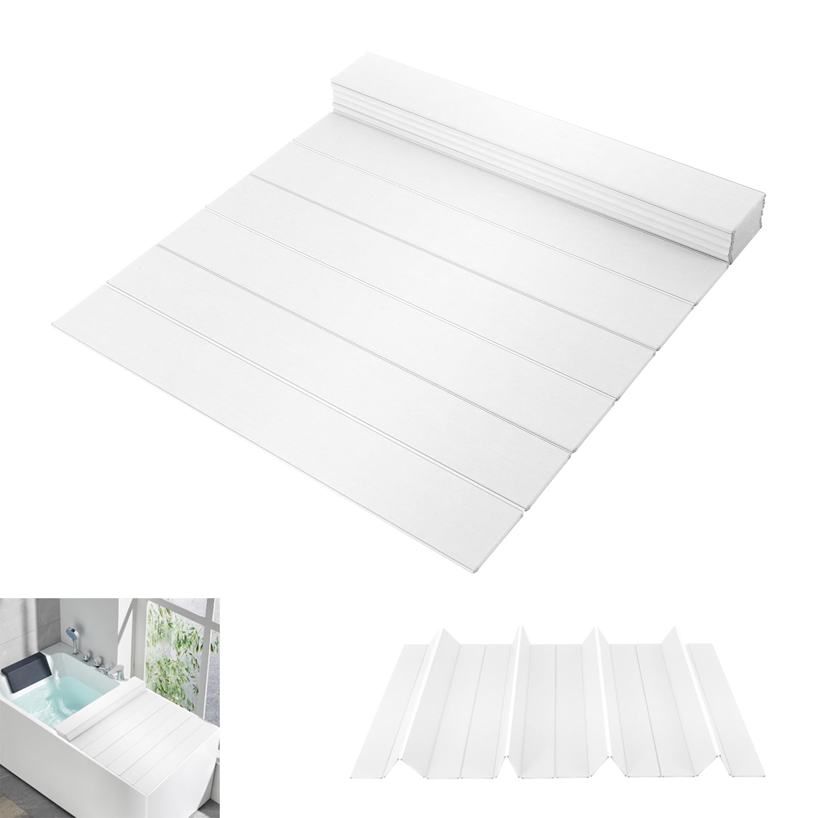 75x170cm Modern Badewanne Abdeckung, FaltbareBadewanneAbdeckung, Badewannenabdeckung, Badezimmer Badewanne Brett Tablett Faltbar, Badewannendeckel, Staubschutz Rechteckig