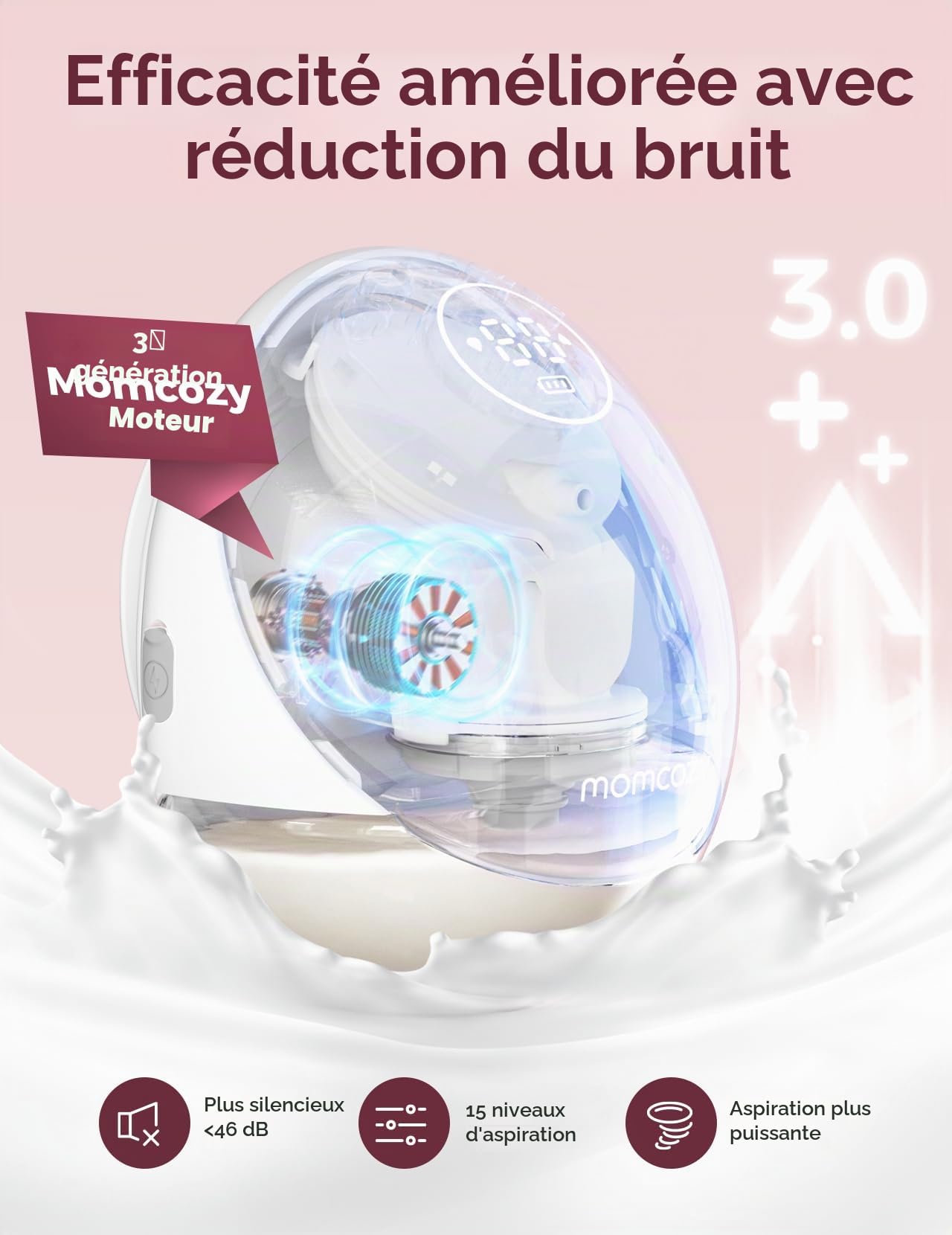Momcozy M9 Tire-Lait Electrique Main Libre Portable, 1, Gris