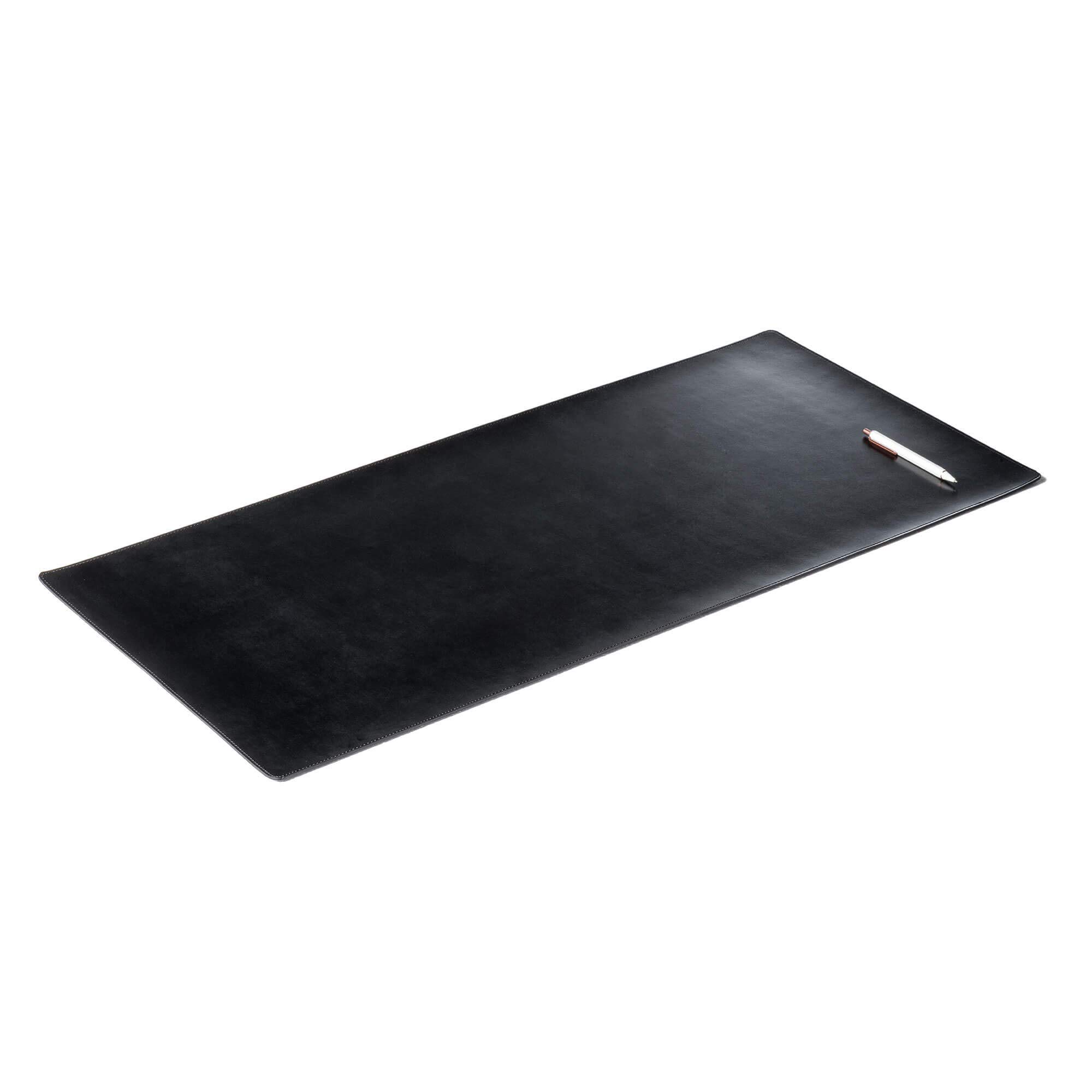 DACASSO Tappetino da scrivania arrotolabile in pelle rigenerata senza nucleo – Sottomano da scrivania in pelle di lusso per scrivere, protezione per la superficie della scrivania, colore nero, 91,4 x