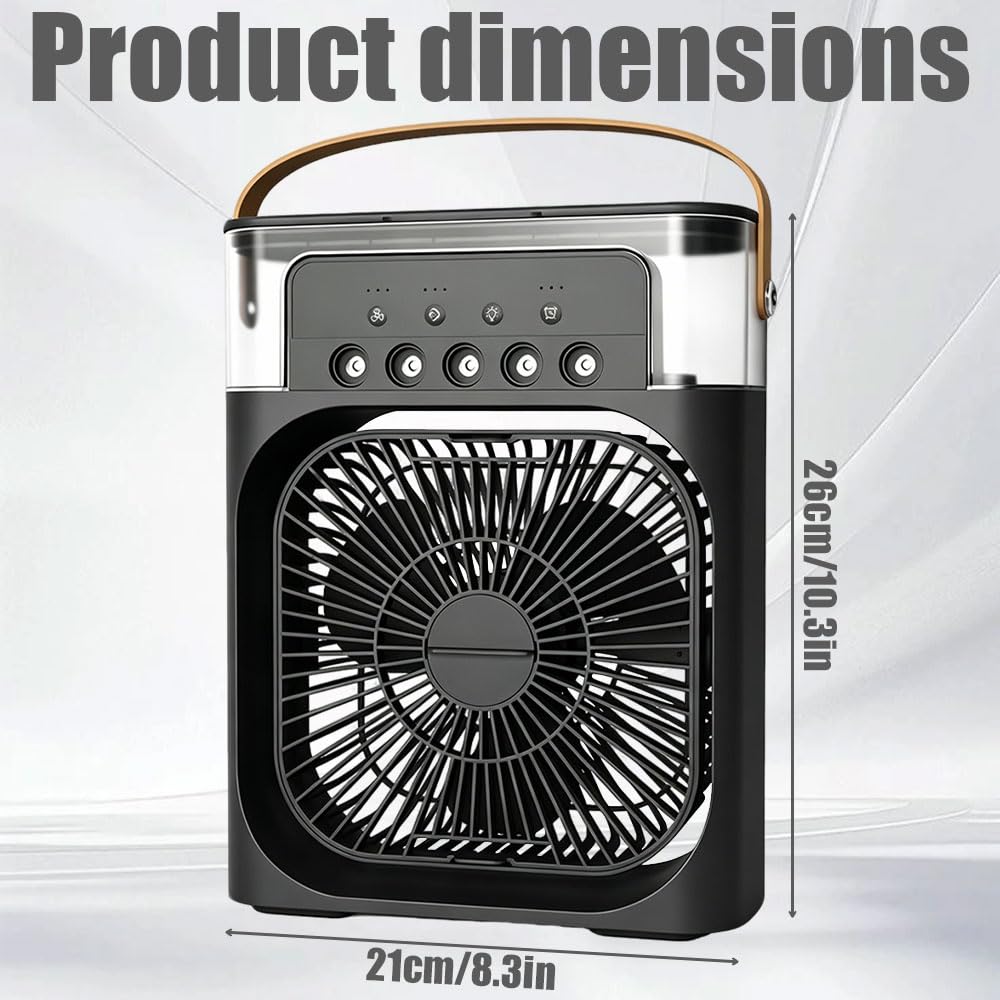 Foreverup 3 w 1 Air Cooler, przenośna chłodnica powietrza, USB przenośny klimatyzator z 3 prędkościami i trybem spryskiwania, zbiornik na wodę 600 ml, timer, LED 7 kolorów, do domu, biura, sypialni