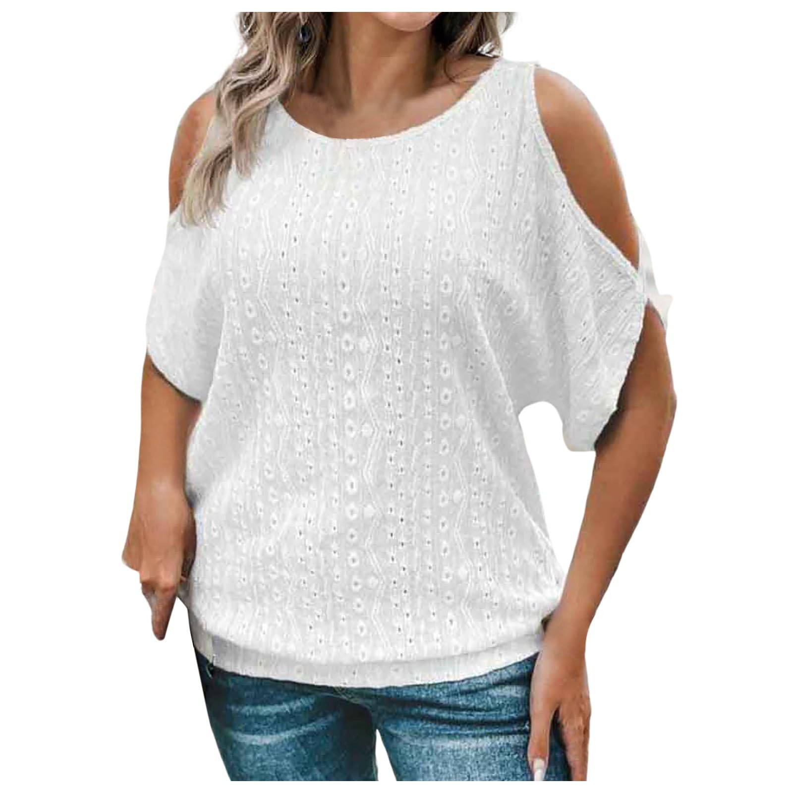 Dasongff Tops adolescentes niñas, camiseta de hombros descubiertos para mujer, con un hombro frío, camiseta de verano, informal, blusa elegante, camiseta básica de gran tamaño, camiseta de calle