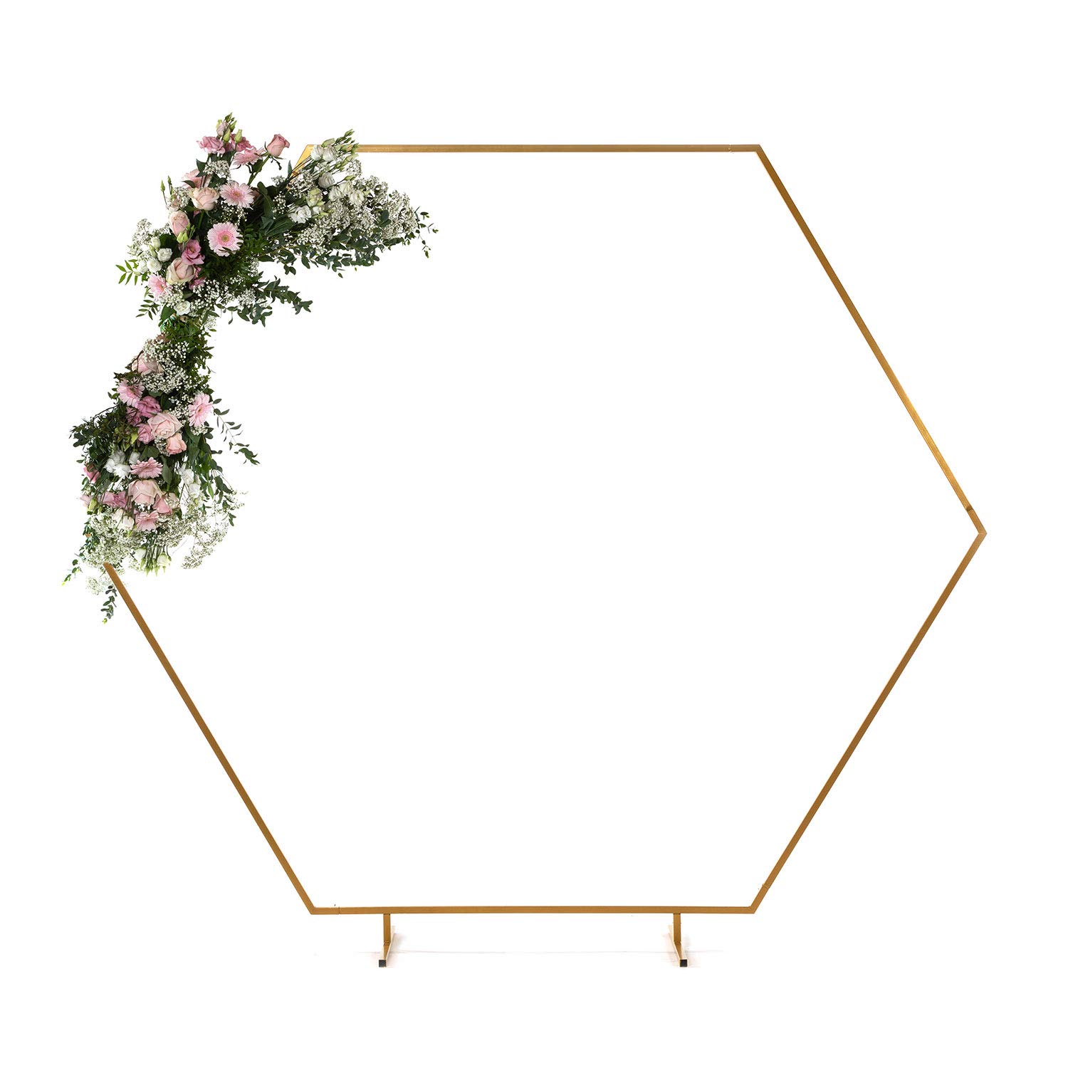 Arche Hexagonale en Acier pour Cérémonie de Mariage - H 220 cm x L 240 cm (Dorée)