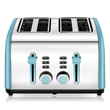 Chitomax 4 Wide Slots 4-Slice Stainless Steel Toasters with Reheat Defrost Cancel Function, 7-Shade Setti